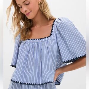 Tuckernuck Blue Stripe Whipstitch Vivianna Top